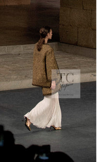 CHANEL 19PF Gold Black Collarless Cotton Jacket Coat 36 38 シャネル ゴールド ブラック ノーカラー コットン ジャケット コート 即発 - TC JAPAN