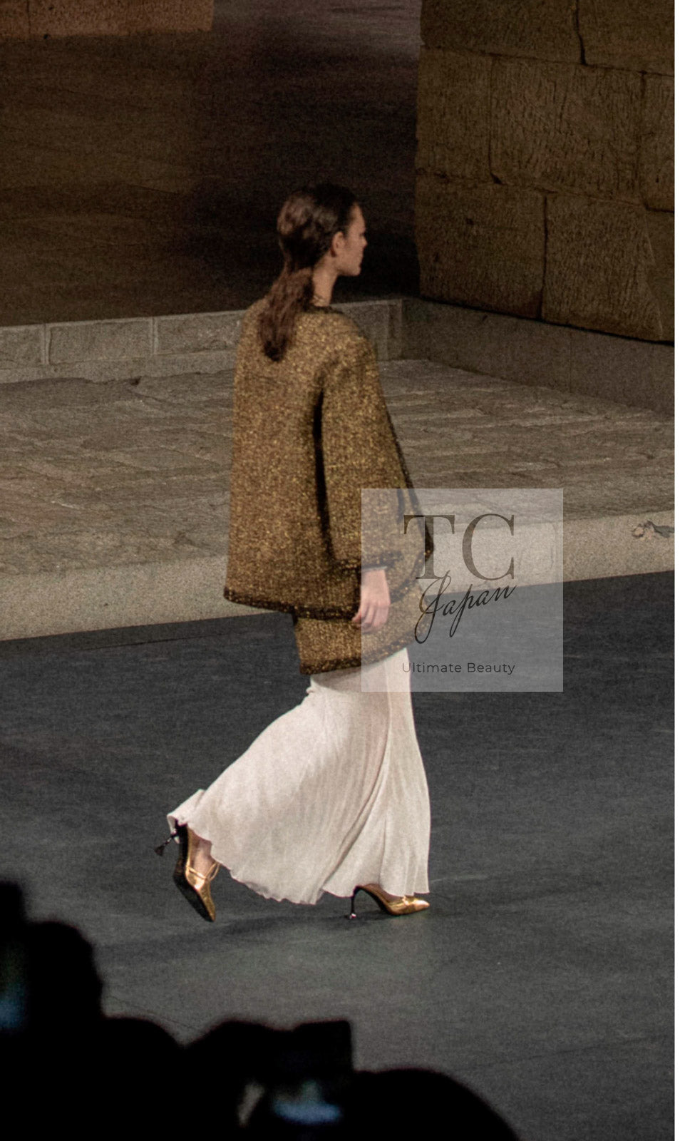 CHANEL 19PF Gold Black Collarless Cotton Jacket Coat 36 38 シャネル ゴールド ブラック ノーカラー コットン ジャケット コート 即発 - TC JAPAN