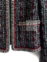 CHANEL 15A Maroon Wine Red Braid Trimming Wool Tweed Jacket 34 シャネル ワインレッド ブレイドトリミング ウール ツイード ジャケット 即発