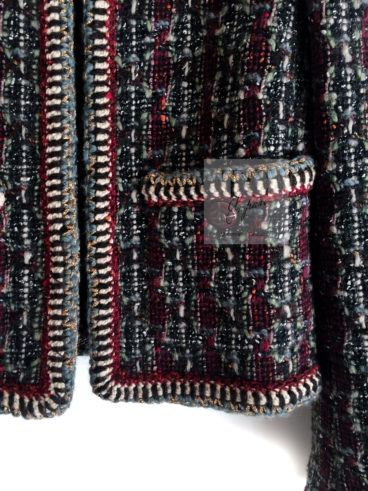 CHANEL 15A Maroon Wine Red Braid Trimming Wool Tweed Jacket 34 シャネル ワインレッド ブレイドトリミング ウール ツイード ジャケット 即発