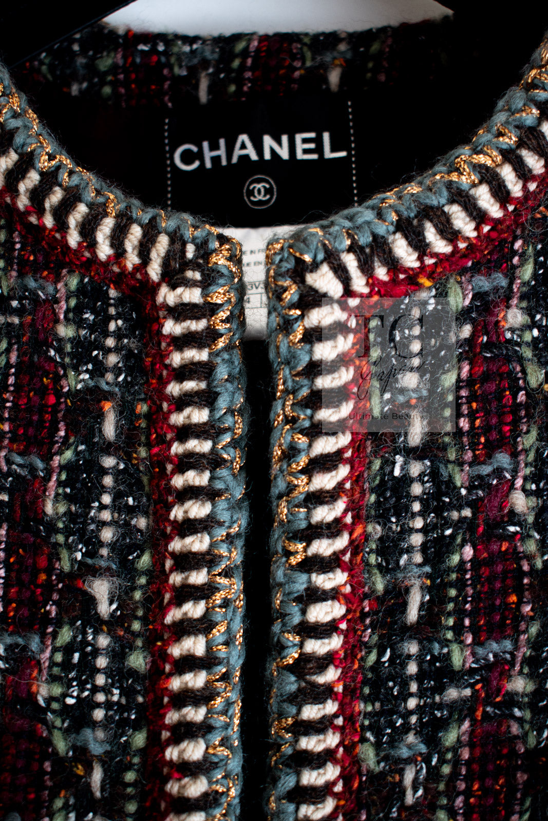 CHANEL 15A Maroon Wine Red Braid Trimming Wool Tweed Jacket 34 シャネル ワインレッド ブレイドトリミング ウール ツイード ジャケット 即発