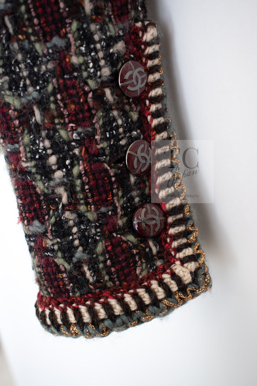 CHANEL 15A Maroon Wine Red Braid Trimming Wool Tweed Jacket 34 シャネル ワインレッド ブレイドトリミング ウール ツイード ジャケット 即発