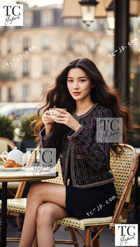 CHANEL 15A Maroon Wine Red Braid Trimming Wool Tweed Jacket Skirt Suit 42 44 シャネル ワインレッド ブレイドトリミング ウール ツイード ジャケット スカート スーツ 即発