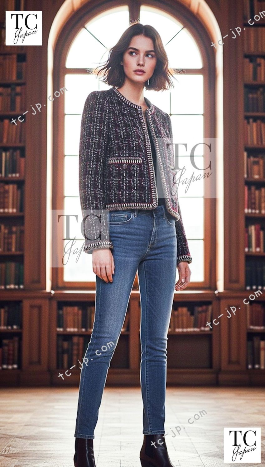 CHANEL 15A Maroon Wine Red Braid Trimming Wool Tweed Jacket Skirt Suit 42 44 シャネル ワインレッド ブレイドトリミング ウール ツイード ジャケット スカート スーツ 即発