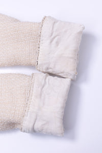 CHANEL 11S Ivory Creme Crochet Braid Trim Cotton Jacket 36 38 シャネル アイボリー クリーム クロシェット ブレイド トリミング コットン ジャケット 即発