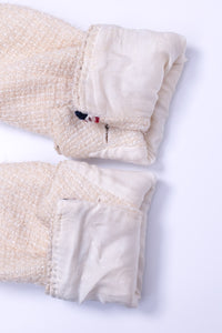 CHANEL 11S Ivory Creme Crochet Braid Trim Cotton Jacket 36 38 シャネル アイボリー クリーム クロシェット ブレイド トリミング コットン ジャケット 即発