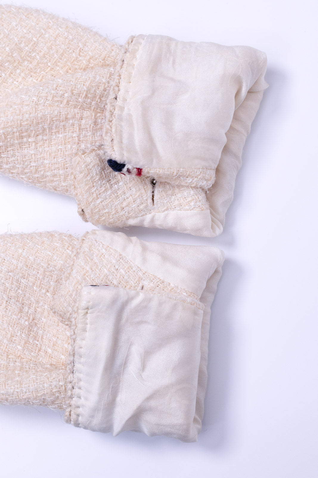 CHANEL 11S Ivory Creme Crochet Braid Trim Cotton Jacket 36 38 シャネル アイボリー クリーム クロシェット ブレイド トリミング コットン ジャケット 即発