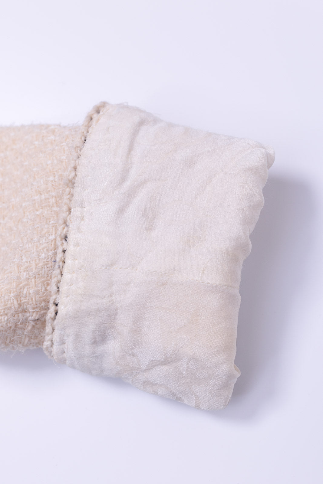 CHANEL 11S Ivory Creme Crochet Braid Trim Cotton Jacket 36 38 シャネル アイボリー クリーム クロシェット ブレイド トリミング コットン ジャケット 即発