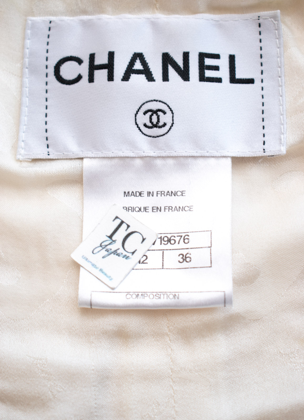 CHANEL 11S Ivory Creme Crochet Braid Trim Cotton Jacket 36 38 シャネル アイボリー クリーム クロシェット ブレイド トリミング コットン ジャケット 即発