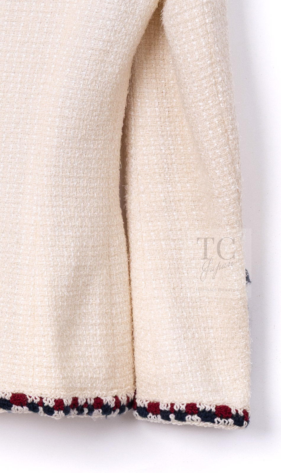 CHANEL 11S Ivory Creme Crochet Braid Trim Cotton Jacket 36 38 シャネル アイボリー クリーム クロシェット ブレイド トリミング コットン ジャケット 即発