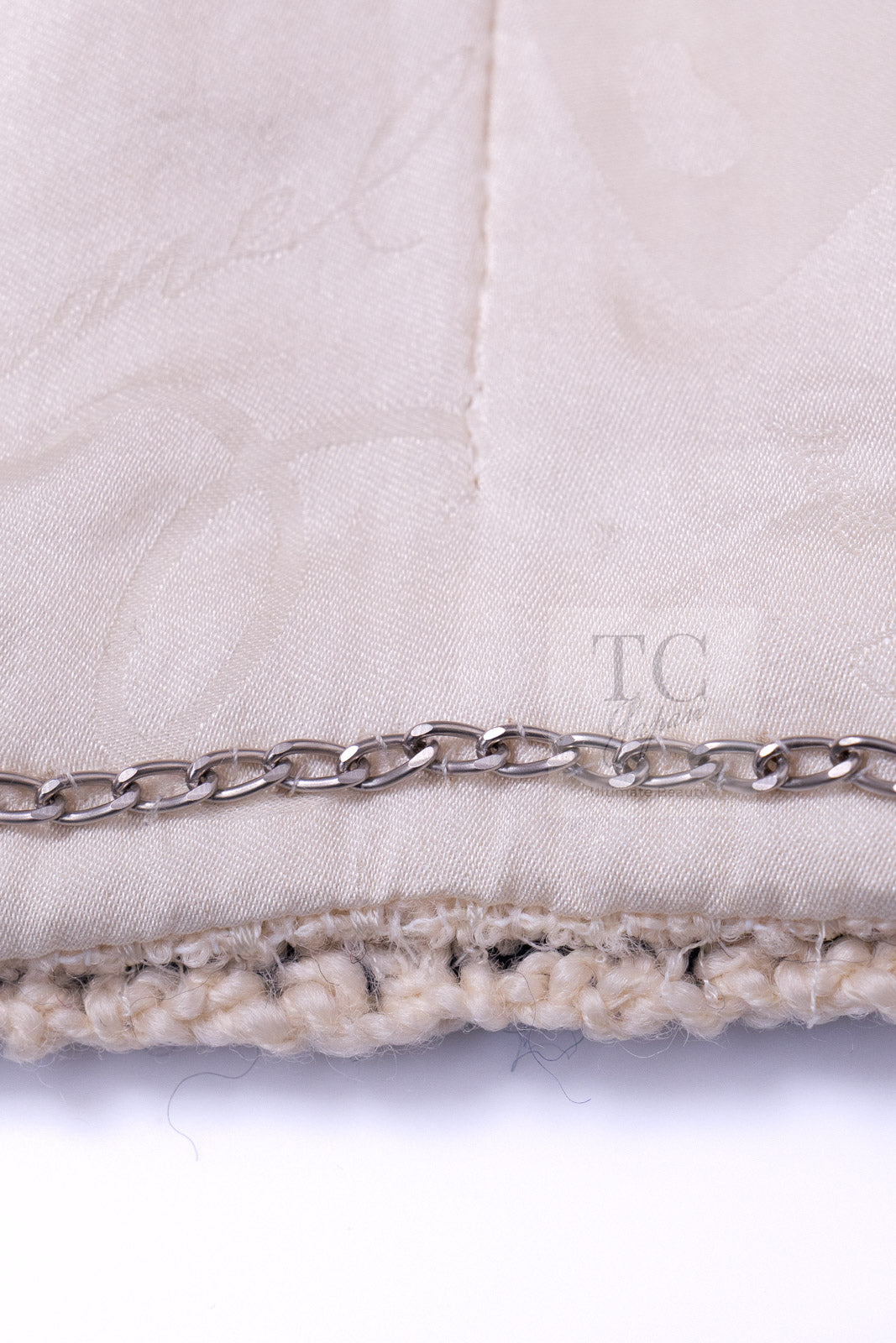 CHANEL 11S Ivory Creme Crochet Braid Trim Cotton Jacket 36 38 シャネル アイボリー クリーム クロシェット ブレイド トリミング コットン ジャケット 即発