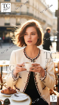 CHANEL 11S Ivory Creme Crochet Braid Trim Cotton Jacket 36 38 シャネル アイボリー クリーム クロシェット ブレイド トリミング コットン ジャケット 即発