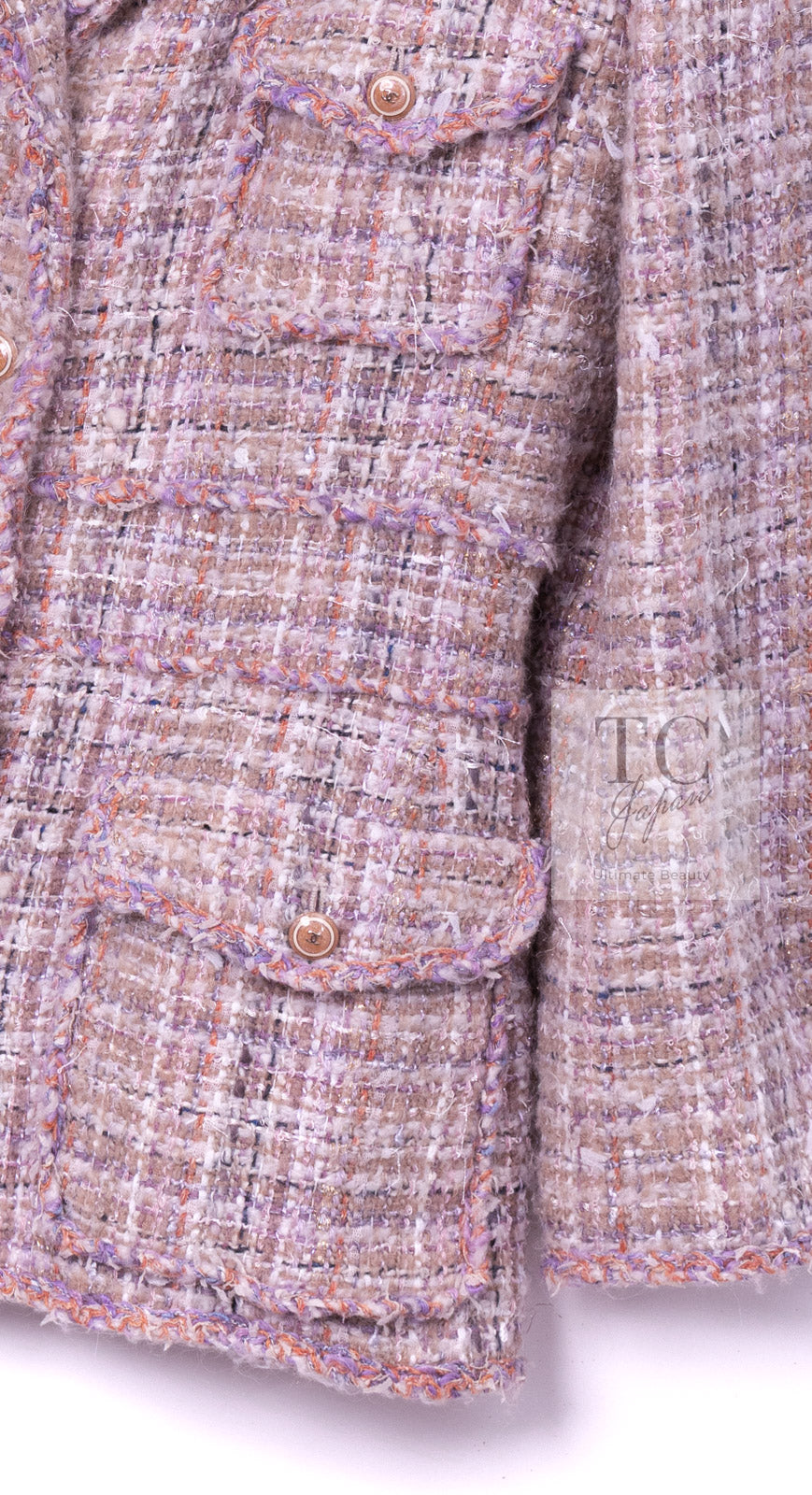 CHANEL 07C Pink Beige Multi Mohair Wool Tweed Jacket 40 42 シャネル ピンク ベージュ マルチカラー モヘア ウール ツイード ジャケット 即発