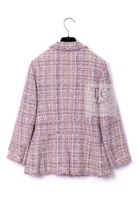 CHANEL 07C Pink Beige Multi Mohair Wool Tweed Jacket 40 42 シャネル ピンク ベージュ マルチカラー モヘア ウール ツイード ジャケット 即発