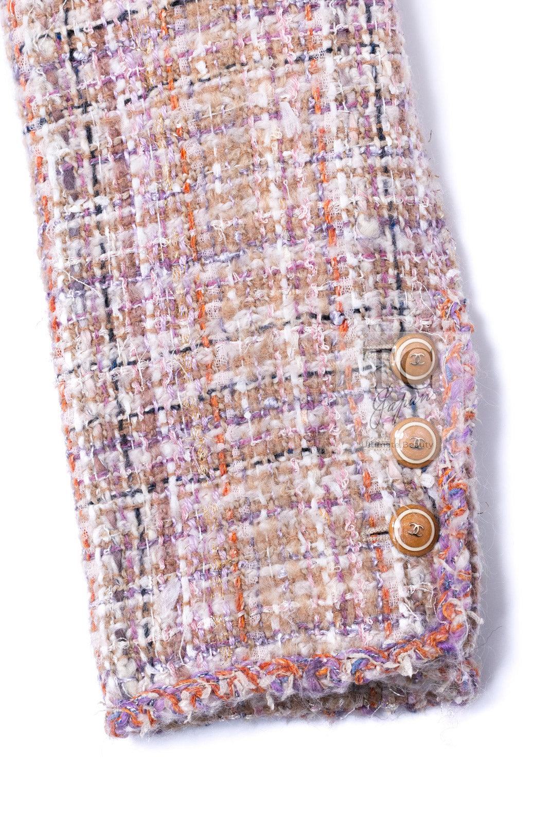 CHANEL 07C Pink Beige Multi Mohair Wool Tweed Jacket 40 42 シャネル ピンク ベージュ マルチカラー モヘア ウール ツイード ジャケット 即発