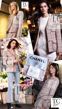 CHANEL 07C Pink Beige Multi Mohair Wool Tweed Jacket 40 42 シャネル ピンク ベージュ マルチカラー モヘア ウール ツイード ジャケット 即発