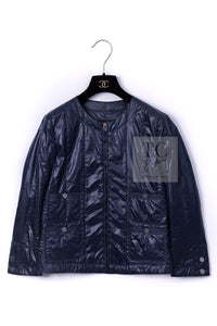 CHANEL 12S Navy Nylon Zipper Blouson Jacket CC Button 34 36 シャネル ネイビー ナイロン ジッパー ブルゾン ジャケット ココボタン 即発