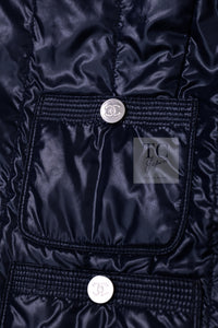CHANEL 12S Navy Nylon Zipper Blouson Jacket CC Button 34 36 シャネル ネイビー ナイロン ジッパー ブルゾン ジャケット ココボタン 即発