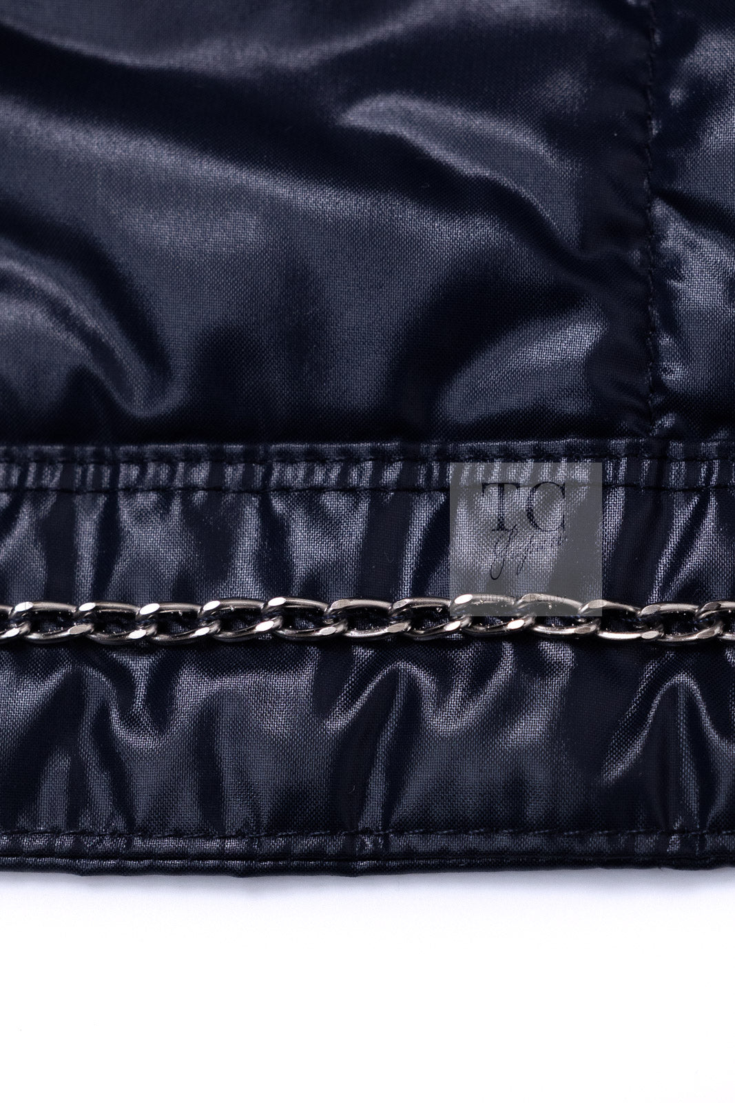 CHANEL 12S Navy Nylon Zipper Blouson Jacket CC Button 34 36 シャネル ネイビー ナイロン ジッパー ブルゾン ジャケット ココボタン 即発