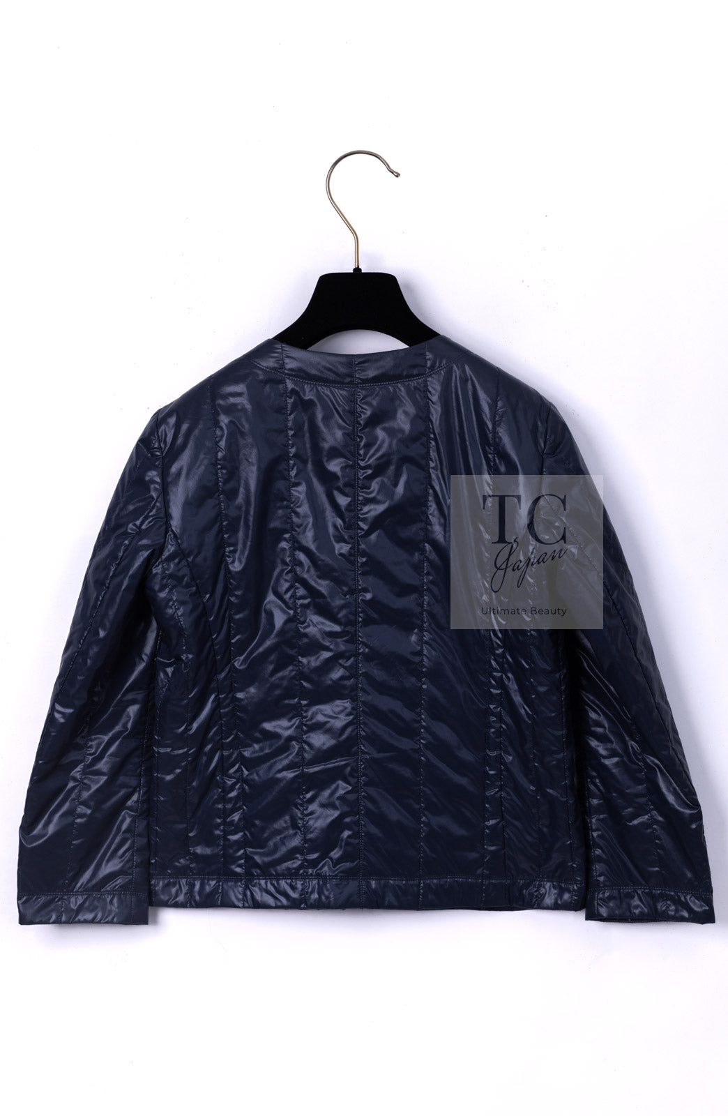 CHANEL 12S Navy Nylon Zipper Blouson Jacket CC Button 34 36 シャネル ネイビー ナイロン ジッパー ブルゾン ジャケット ココボタン 即発