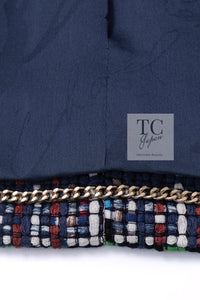 CHANEL 17PS Navy Multicolor Cotton Silk Jacket 34 36 シャネル ネイビー マルチカラー コットン シルク ジャケット 即発