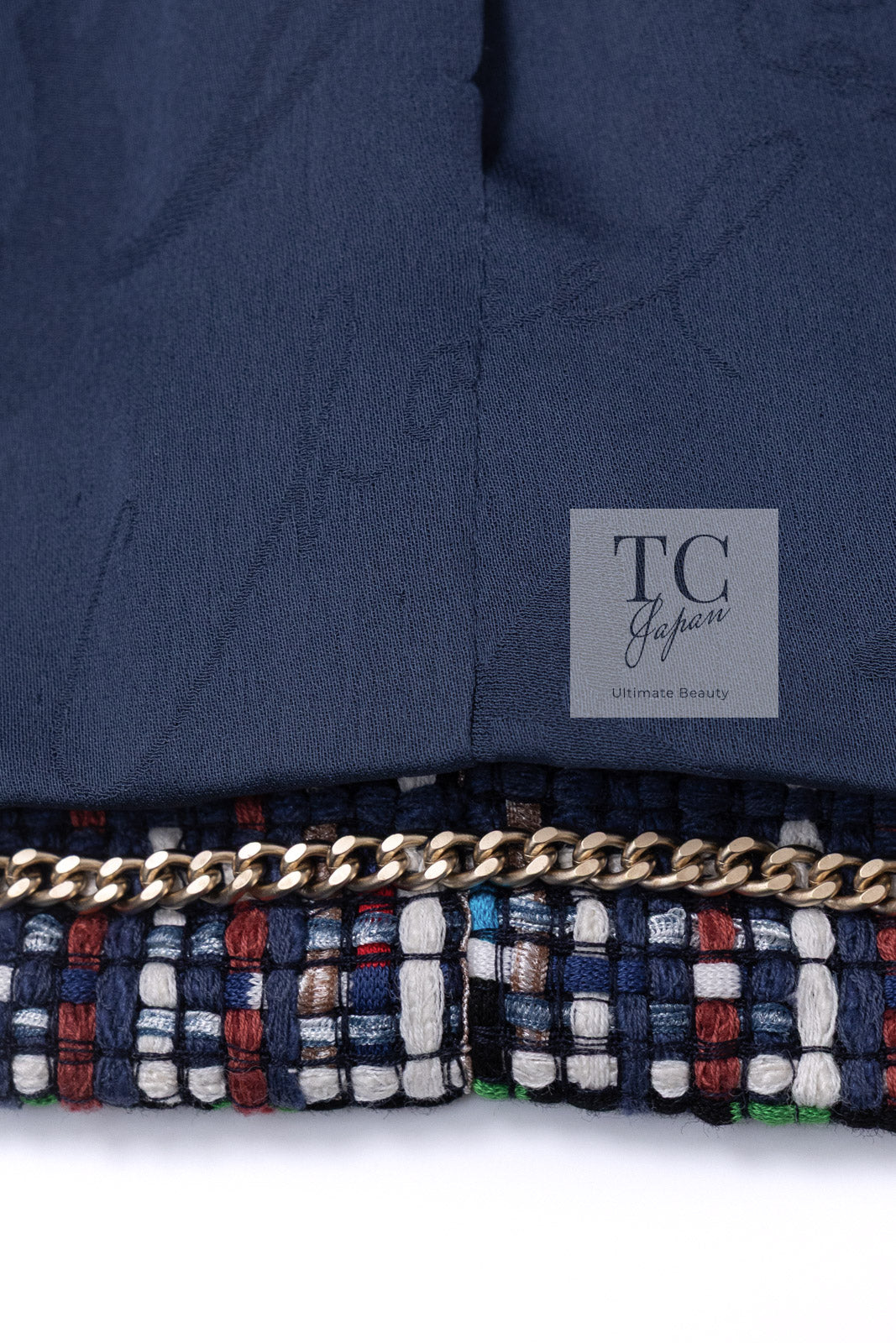 CHANEL 17PS Navy Multicolor Cotton Silk Jacket 34 36 シャネル ネイビー マルチカラー コットン シルク ジャケット 即発