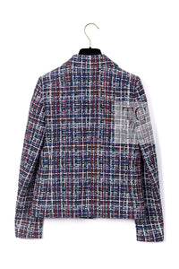 CHANEL 17PS Navy Multicolor Cotton Silk Jacket 34 36 シャネル ネイビー マルチカラー コットン シルク ジャケット 即発