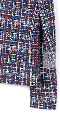 CHANEL 17PS Navy Multicolor Cotton Silk Jacket 34 36 シャネル ネイビー マルチカラー コットン シルク ジャケット 即発