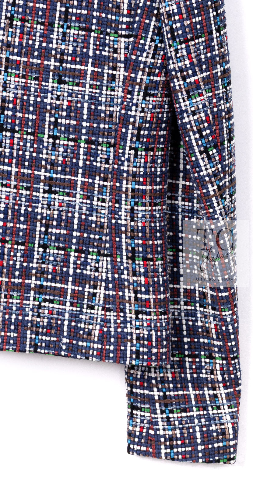 CHANEL 17PS Navy Multicolor Cotton Silk Jacket 34 36 シャネル ネイビー マルチカラー コットン シルク ジャケット 即発