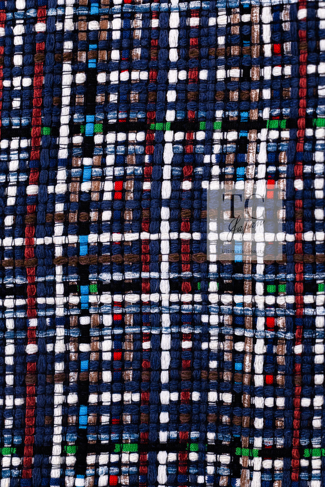 CHANEL 17PS Navy Multicolor Cotton Silk Jacket 34 36 シャネル ネイビー マルチカラー コットン シルク ジャケット 即発