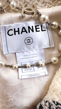 CHANEL 06PF Limited Cream Ivory Trim Wool Silk Tweed Jacket 42 44 シャネル クリーム ブラック レッド ウール シルク ツイード ジャケット 即発