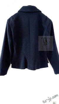 CHANEL 12C Navy Rhinestone CC Buttons Wool V-neck Jacket 34 シャネル ネイビー ラインストーン CCボタン ウール Vネック ジャケット 即発