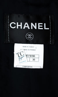 CHANEL 12C Navy Rhinestone CC Buttons Wool V-neck Jacket 34 シャネル ネイビー ラインストーン CCボタン ウール Vネック ジャケット 即発