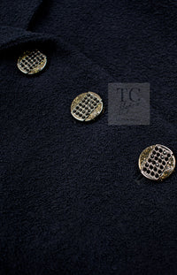 CHANEL 12C Navy Rhinestone CC Buttons Wool V-neck Jacket 34 シャネル ネイビー ラインストーン CCボタン ウール Vネック ジャケット 即発