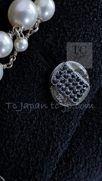 CHANEL 12C Navy Rhinestone CC Buttons Wool V-neck Jacket 34 シャネル ネイビー ラインストーン CCボタン ウール Vネック ジャケット 即発