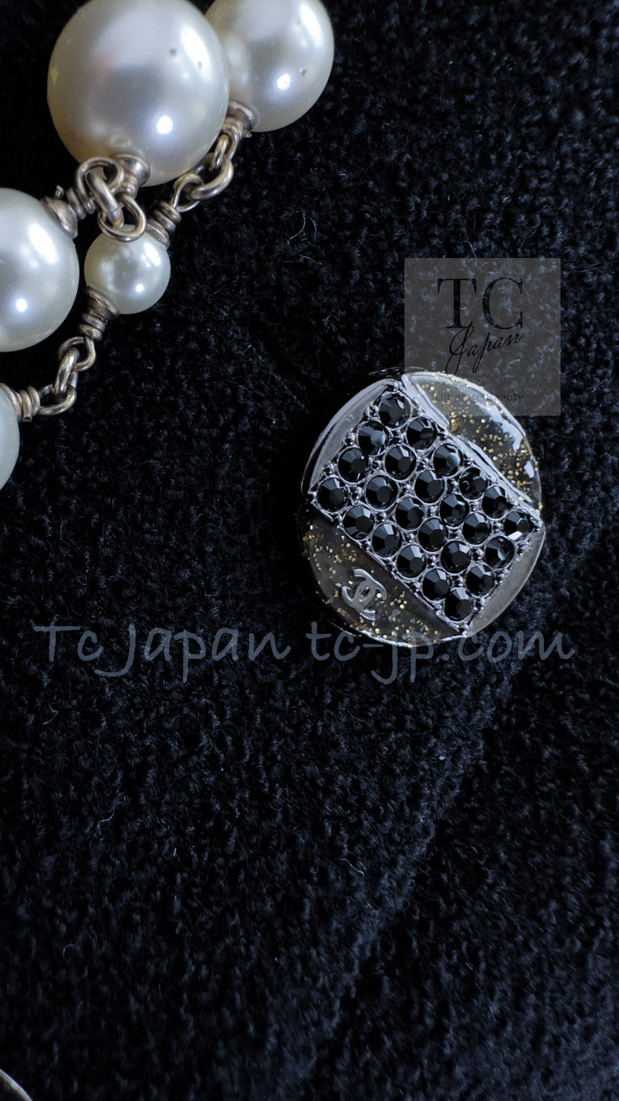 CHANEL 12C Navy Rhinestone CC Buttons Wool V-neck Jacket 34 シャネル ネイビー ラインストーン CCボタン ウール Vネック ジャケット 即発