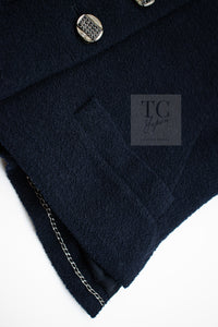 CHANEL 12C Navy Rhinestone CC Buttons Wool V-neck Jacket 34 シャネル ネイビー ラインストーン CCボタン ウール Vネック ジャケット 即発