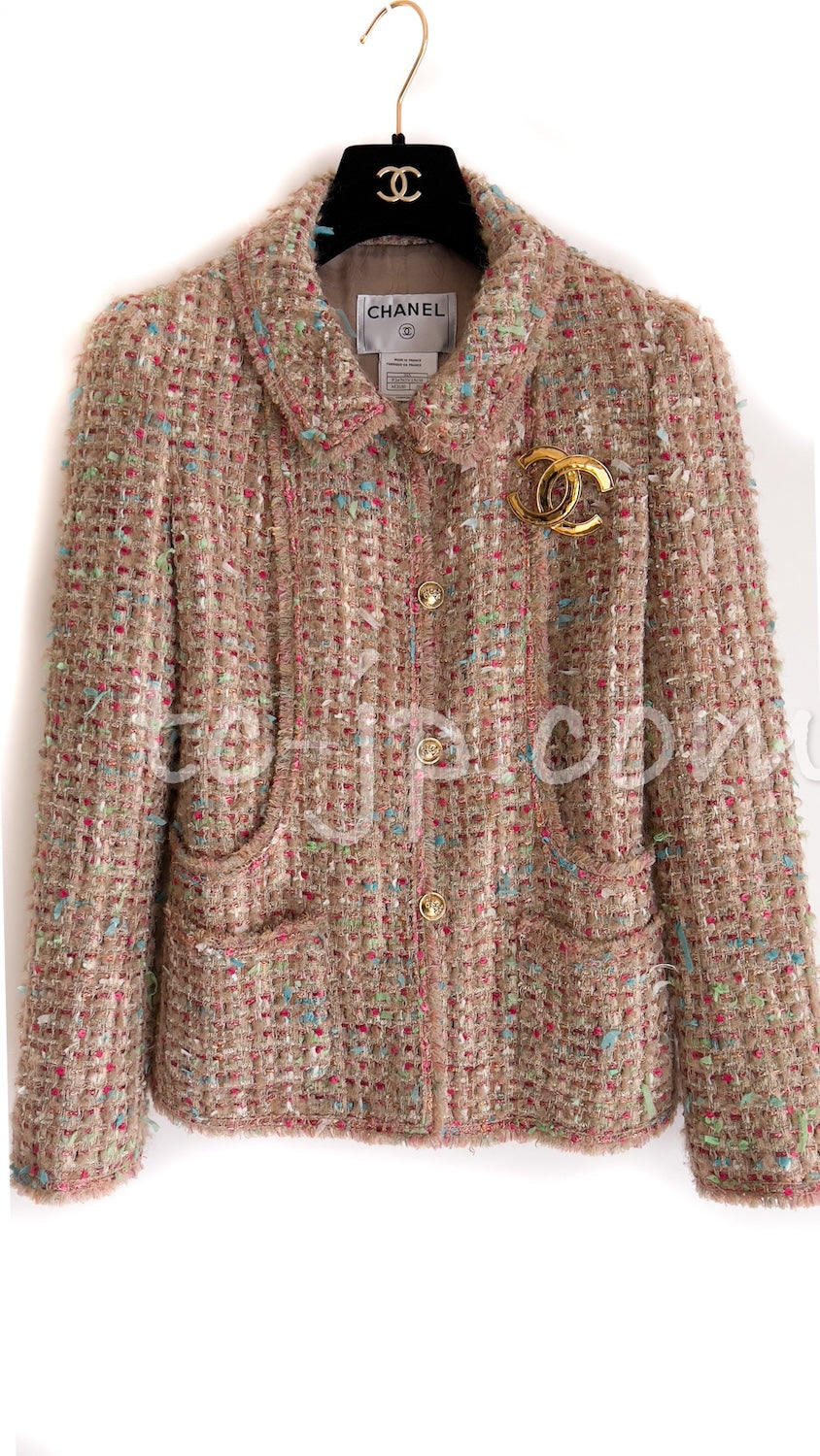 CHANEL 04A Beige Multi Color Lesage Tweed Jacket 38 シャネル ベージュ マルチカラー ルサージュ ツイード ジャケット 即発