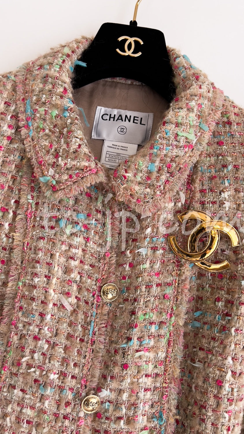 CHANEL 04A Beige Multi Color Lesage Tweed Jacket 38 シャネル ベージュ マルチカラー ルサージュ ツイード ジャケット 即発