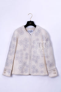 CHANEL 15PF Ivory Wool Mohair Beaded Rhinestone Jacket 36 38 シャネル アイボリー ウール モヘア ビーズ ラインストーン ジャケット 即発