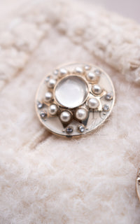 CHANEL 15PF Ivory Wool Mohair Beaded Rhinestone Jacket 36 38 シャネル アイボリー ウール モヘア ビーズ ラインストーン ジャケット 即発
