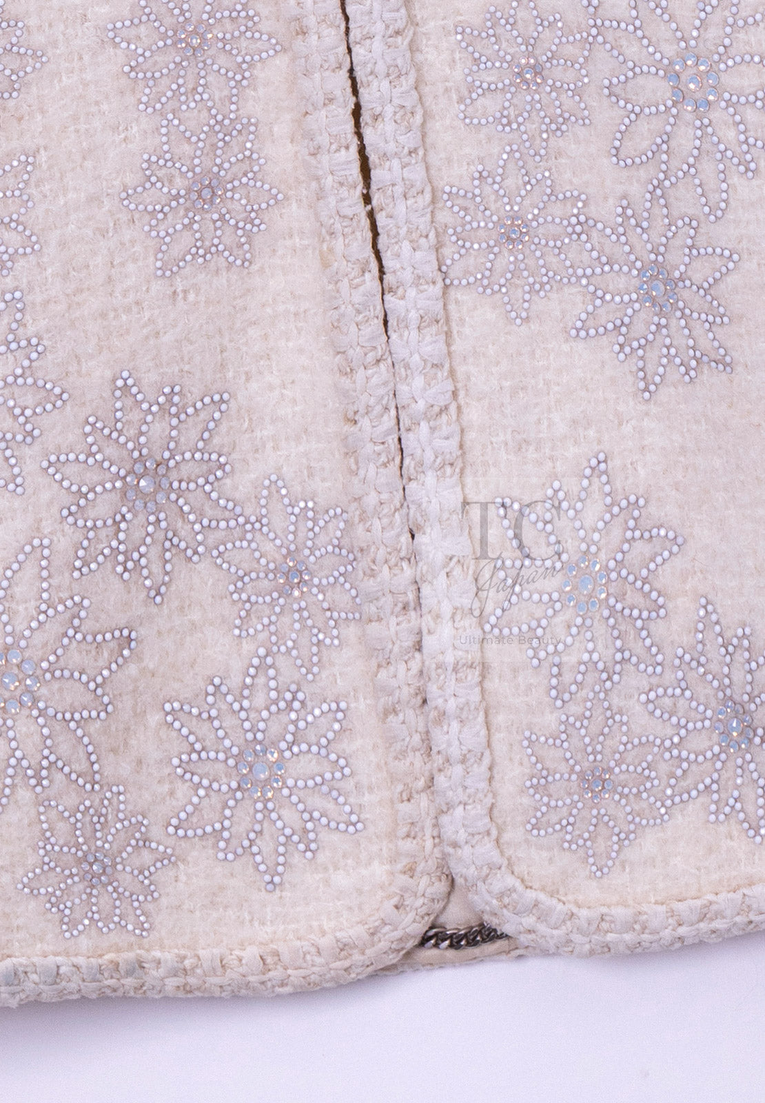 CHANEL 15PF Ivory Wool Mohair Beaded Rhinestone Jacket 36 38 シャネル アイボリー ウール モヘア ビーズ ラインストーン ジャケット 即発