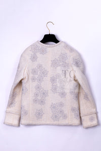 CHANEL 15PF Ivory Wool Mohair Beaded Rhinestone Jacket 36 38 シャネル アイボリー ウール モヘア ビーズ ラインストーン ジャケット 即発