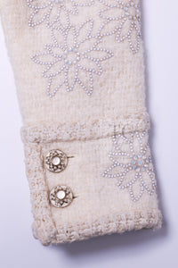 CHANEL 15PF Ivory Wool Mohair Beaded Rhinestone Jacket 36 38 シャネル アイボリー ウール モヘア ビーズ ラインストーン ジャケット 即発