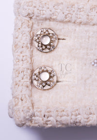 CHANEL 15PF Ivory Wool Mohair Beaded Rhinestone Jacket 36 38 シャネル アイボリー ウール モヘア ビーズ ラインストーン ジャケット 即発