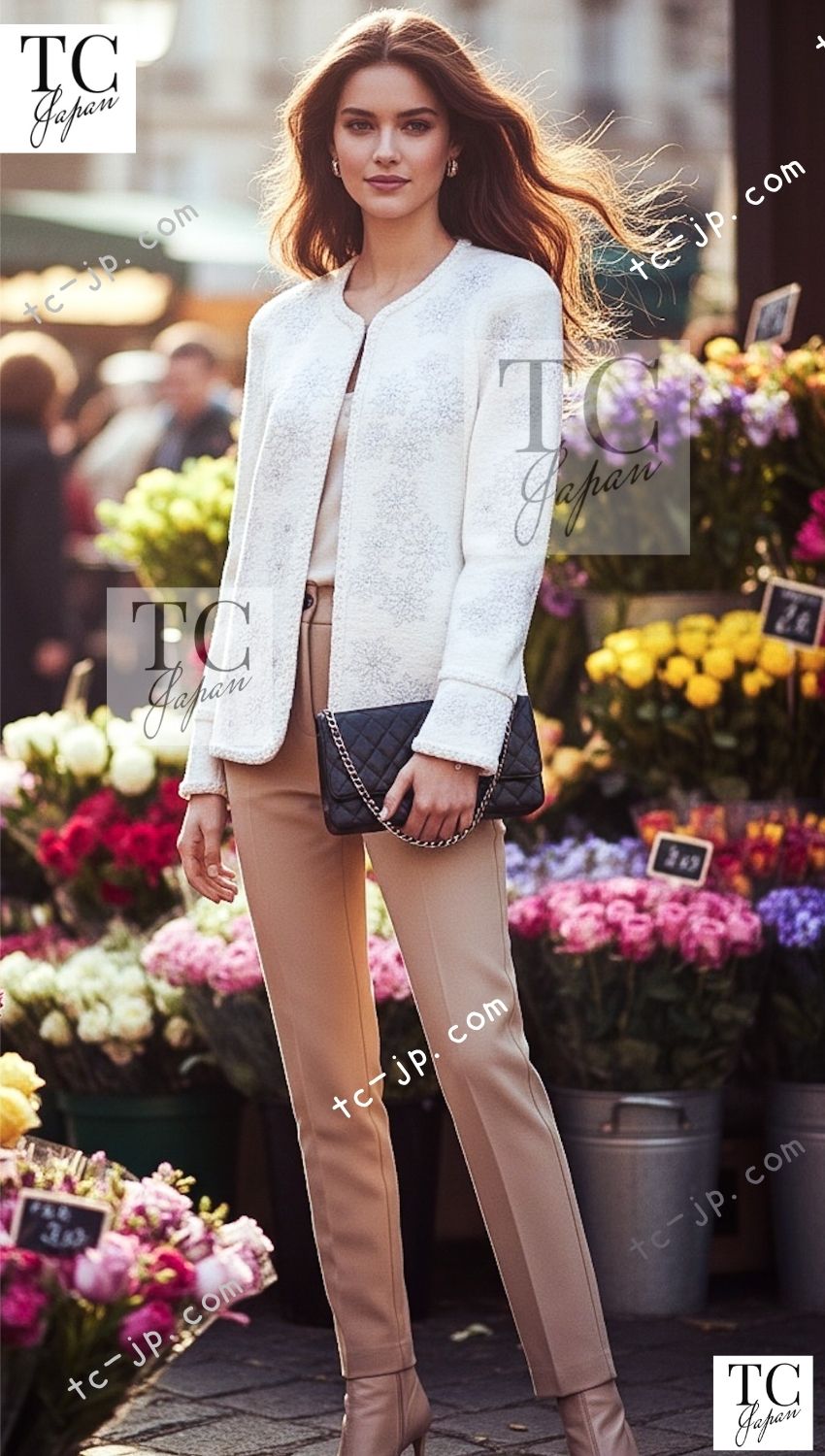 CHANEL 15PF Ivory Wool Mohair Beaded Rhinestone Jacket 36 38 シャネル アイボリー ウール モヘア ビーズ ラインストーン ジャケット 即発