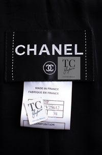 CHANEL 09S Black White Collarless Tweed Jacket 34 シャネル ブラック ホワイト ノーカラー ツイード ジャケット 即発