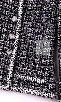 CHANEL 09S Black White Collarless Tweed Jacket 34 シャネル ブラック ホワイト ノーカラー ツイード ジャケット 即発