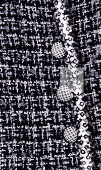 CHANEL 09S Black White Collarless Tweed Jacket 34 シャネル ブラック ホワイト ノーカラー ツイード ジャケット 即発