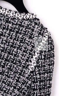 CHANEL 09S Black White Collarless Tweed Jacket 34 シャネル ブラック ホワイト ノーカラー ツイード ジャケット 即発